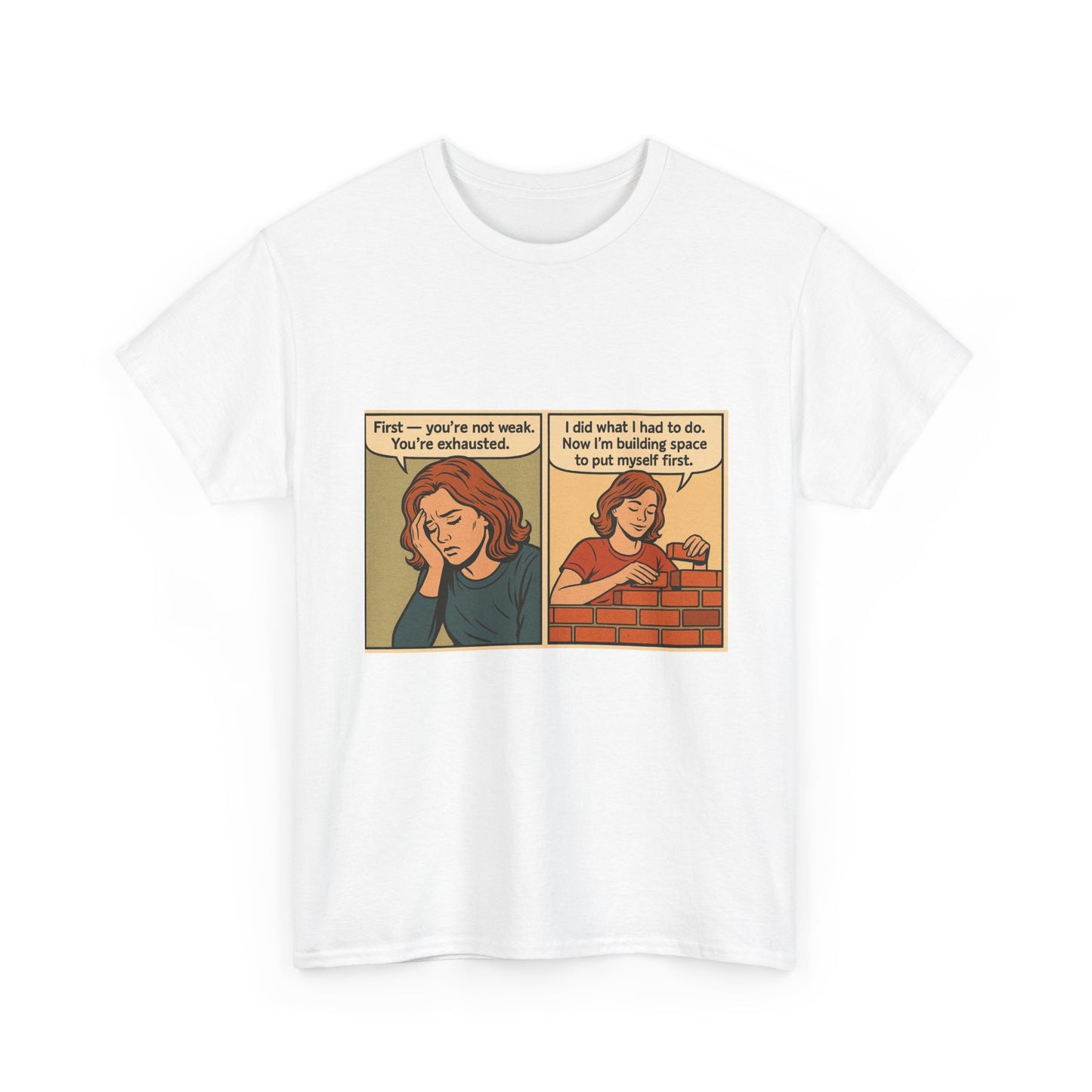 Building Space Empowerment Tee – Comic Style Self-Care Shirt