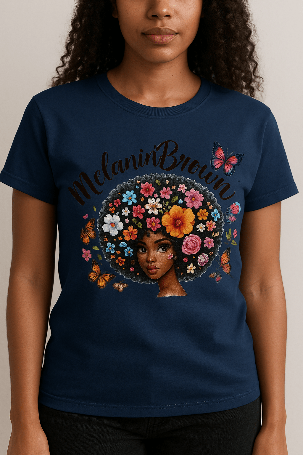 “Melanin Crowned Beauty” Afro Queen Digital Art | Empowering PNG Design for Shirts, Tumblers & Wall Art - C2K2 Creations