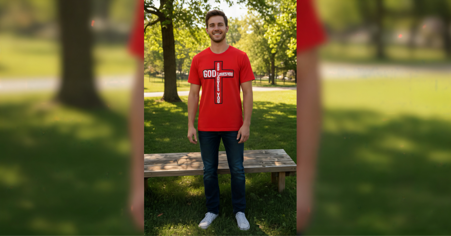 God Loves You Cross Tee – Faith Over Fear Collection