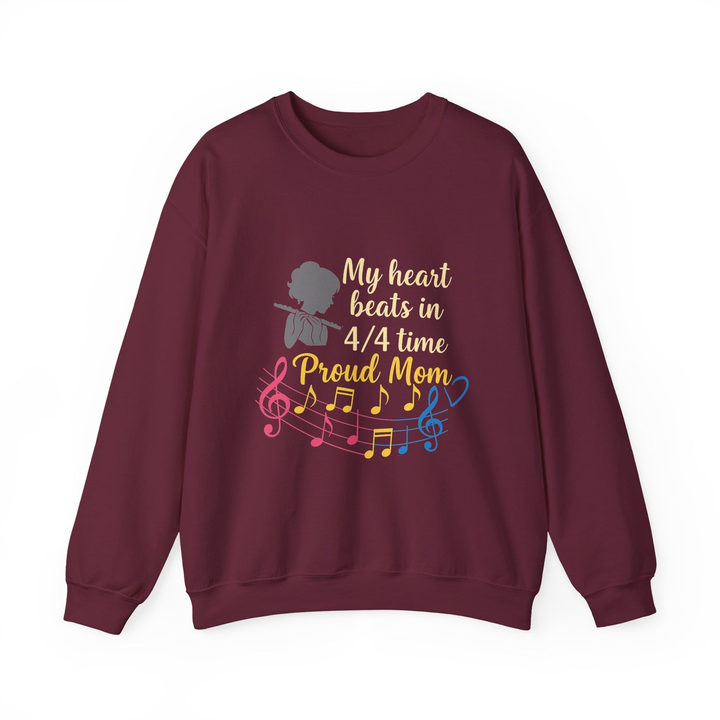 Music Mom Crewneck Sweatshirt – “My Heart Beats in 4/4 Time Proud Mom”
