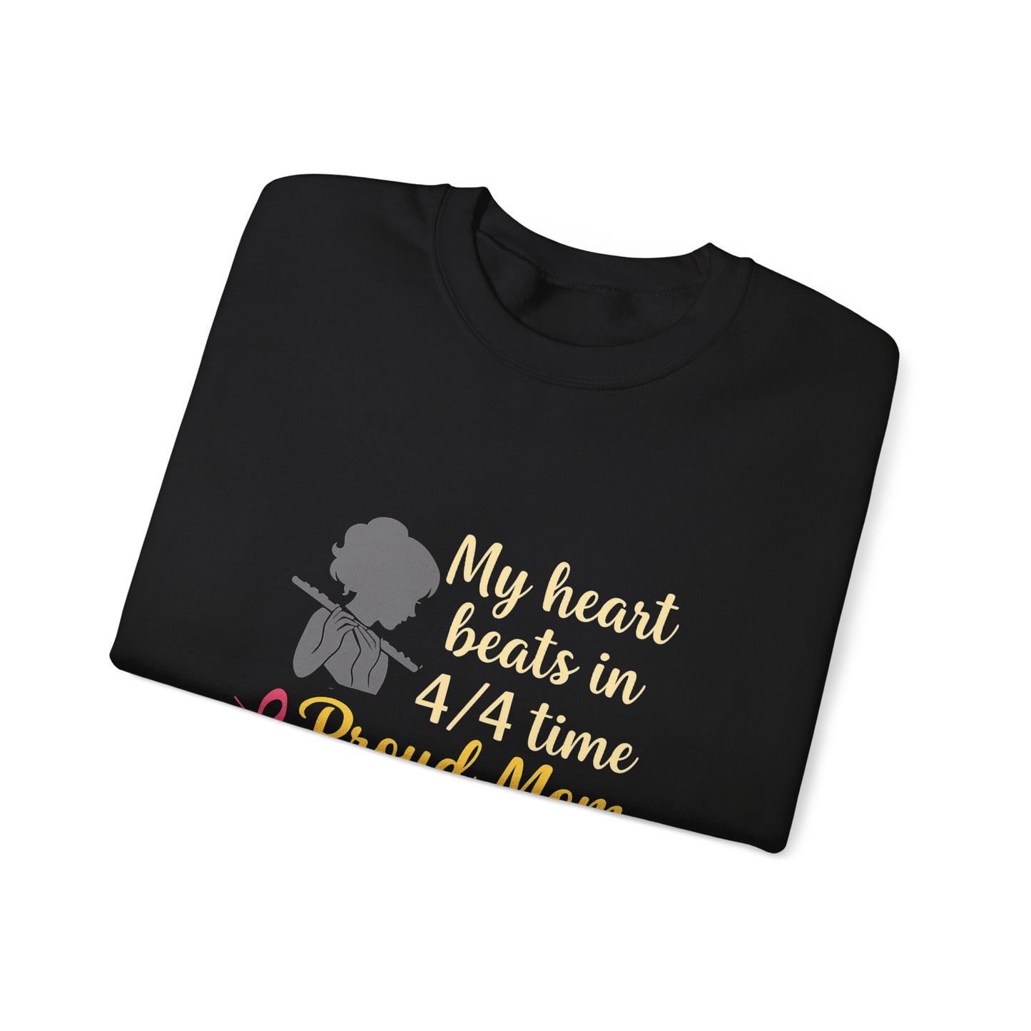 Music Mom Crewneck Sweatshirt – “My Heart Beats in 4/4 Time Proud Mom”