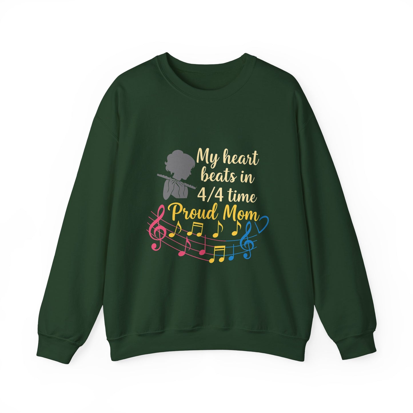 Music Mom Crewneck Sweatshirt – “My Heart Beats in 4/4 Time Proud Mom”