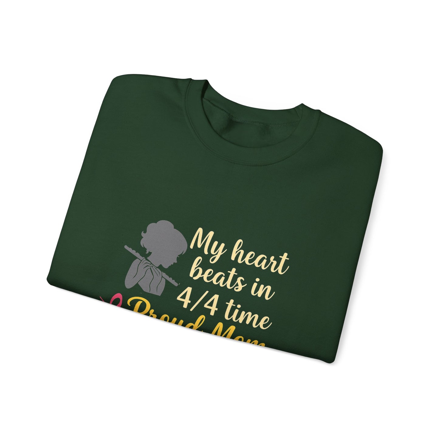 Music Mom Crewneck Sweatshirt – “My Heart Beats in 4/4 Time Proud Mom”