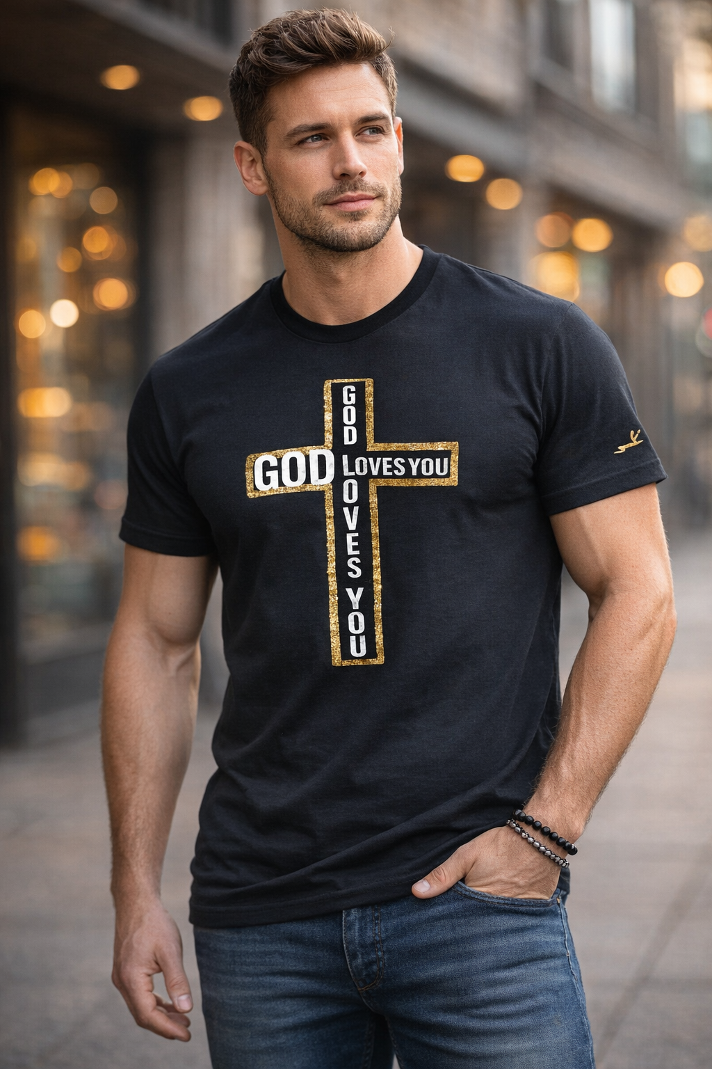 God Loves You Cross Tee – Faith Over Fear Collection