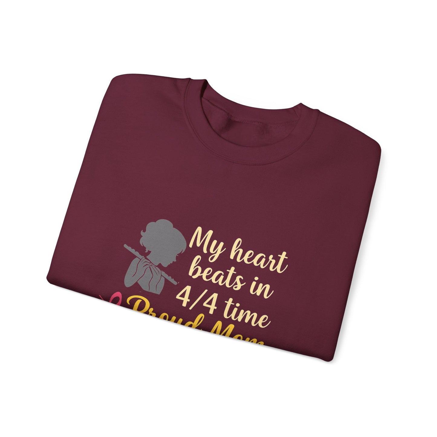 Music Mom Crewneck Sweatshirt – “My Heart Beats in 4/4 Time Proud Mom”