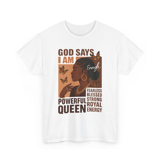 Empowering Queen Tee | Unisex Heavy Cotton Shirt, Inspirational Gift, Self-Love, Motivational Apparel, Affirmation Top
