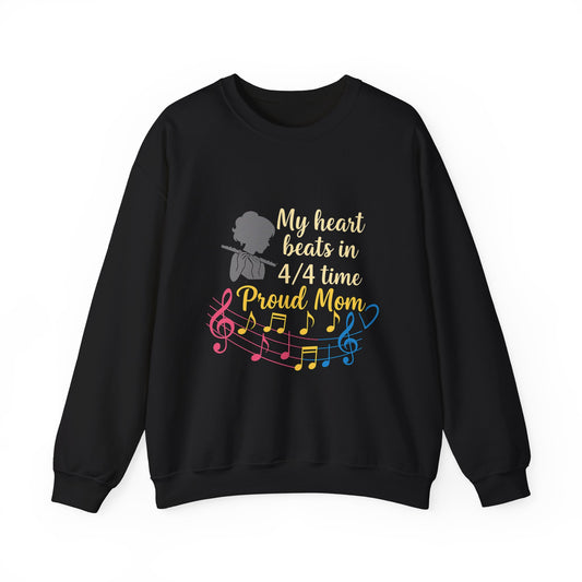Music Mom Crewneck Sweatshirt – “My Heart Beats in 4/4 Time Proud Mom”