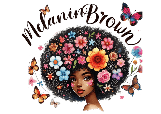 Empowered Black woman with floral afro crown – digital PNG artwork – C2K2 Creations